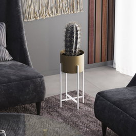 Aberto Design Maceta Decorativa GED-026-C Blanco y Dorado
